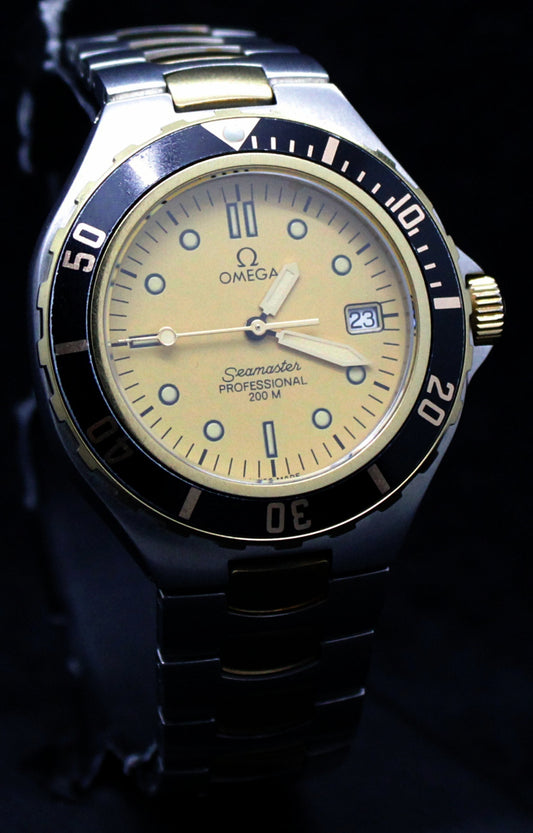 Vintage Omega Seamaster Professional 200m Prebond Champagne Golden Dial  Swiss Watch