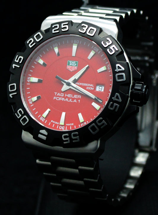 Vintage Tag Heuer Professional Formula 1 WAF1112 300M Red Dial  Swiss Watch